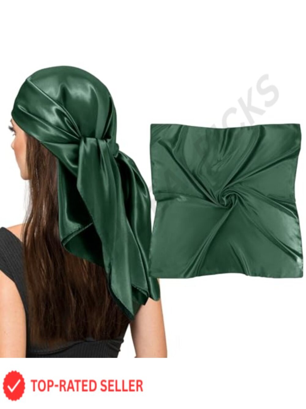 35" Square Satin Silk Like Head Scarf Hair Wrap Bandana